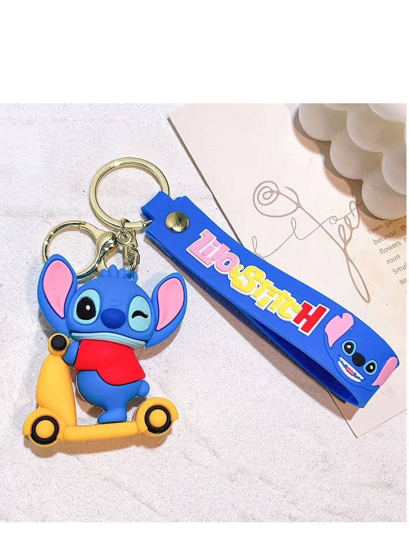 EHOME Stitch Q-version Cartoon Shape Keychain Yellow Motorcycle Model  - Image 3