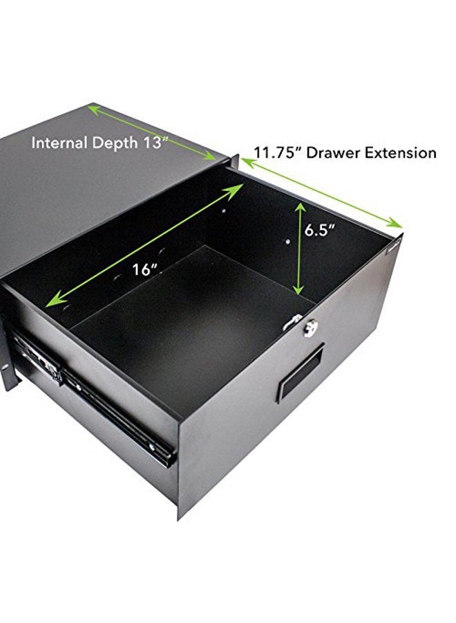 NavePoint Server Cabinet Case 19 Inch Rack Mount DJ Locking Lockable Deep Drawer with Key 4U - Image 2