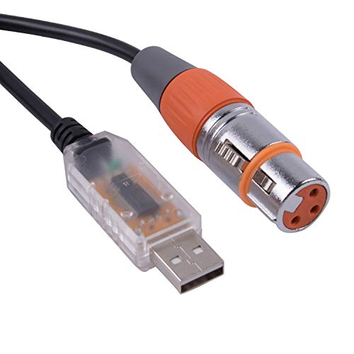 Usangreen USB to DMX Interface Adapter LED DMX512 Studio Computer PC Stage Light Controller Dimmer FT232RL RS485 3PIN XLR Serial Converter Cord Support Win10 (6ft, Transparent USB Shell) - Image 2