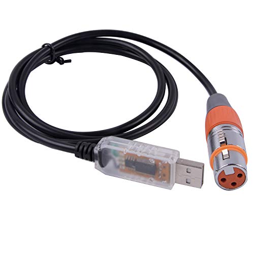 Usangreen USB to DMX Interface Adapter LED DMX512 Studio Computer PC Stage Light Controller Dimmer FT232RL RS485 3PIN XLR Serial Converter Cord Support Win10 (6ft, Transparent USB Shell) - Image 1