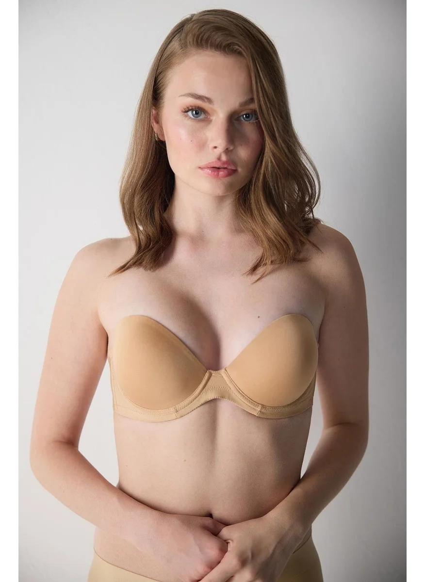 Magic Form 2081 Women's Plain Fabric Extra Padded Strapless Bra-Koyuten