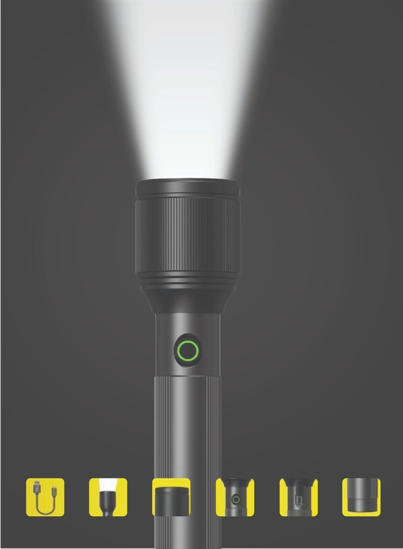 Flexy FT821ED Zoomable Ultra-Bright 5050 Laser LED Rechargeable Flashlight – Powerful, Durable & Long-Range Lighting” - Image 2