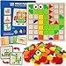 FQKIOMY Wooden Stacking Puzzle Toy120 Pcs Colorful Pattern Blocks Set Geometric Shape Puzzles for Kids Ages 3 Montessori Preschool Educational STEM Puzzle Toys for Classroom Learning Kindergarten - Image 2