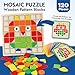 FQKIOMY Wooden Stacking Puzzle Toy120 Pcs Colorful Pattern Blocks Set Geometric Shape Puzzles for Kids Ages 3 Montessori Preschool Educational STEM Puzzle Toys for Classroom Learning Kindergarten - Image 4