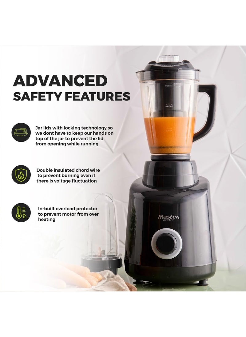 Master Master Wonder 1.5 HP Mixer Grinder 850 Watt Turbo Powered Grinding Motor with Cooling Mechanism | 5 Leak Proof Jars with Heavy Handles | Sturdy Sharp Stainless Steel Blades | 5 Year Warranty, 4500 Gm  - Image 4