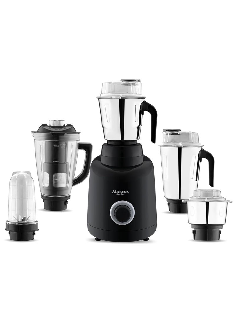 Master Master Wonder 1.5 HP Mixer Grinder 850 Watt Turbo Powered Grinding Motor with Cooling Mechanism | 5 Leak Proof Jars with Heavy Handles | Sturdy Sharp Stainless Steel Blades | 5 Year Warranty, 4500 Gm  - Image 1