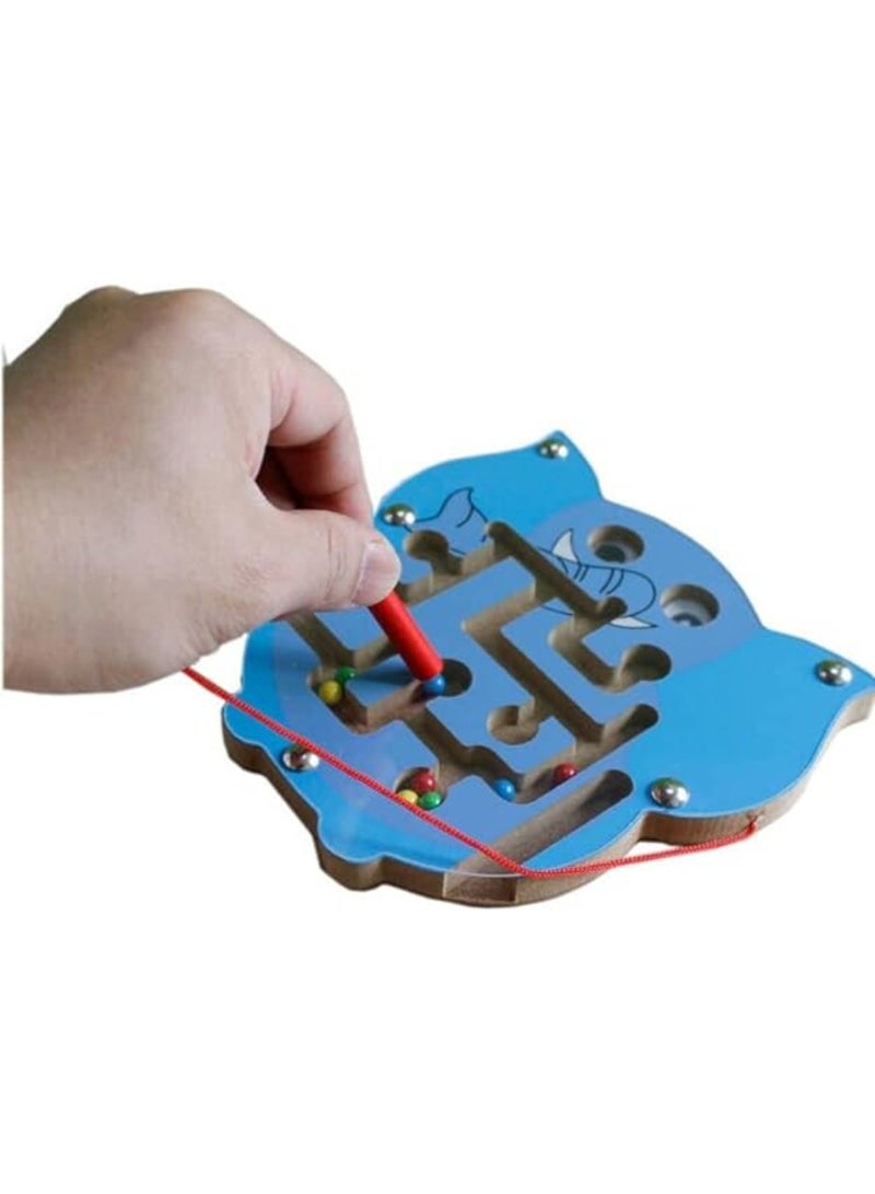 Wooden Magnetic Track Maze Toy Cute Animal Wooden Toy Brain Teaser Intellectual Jigsaw Board Kids Early Educational Puzzle Game - Image 2