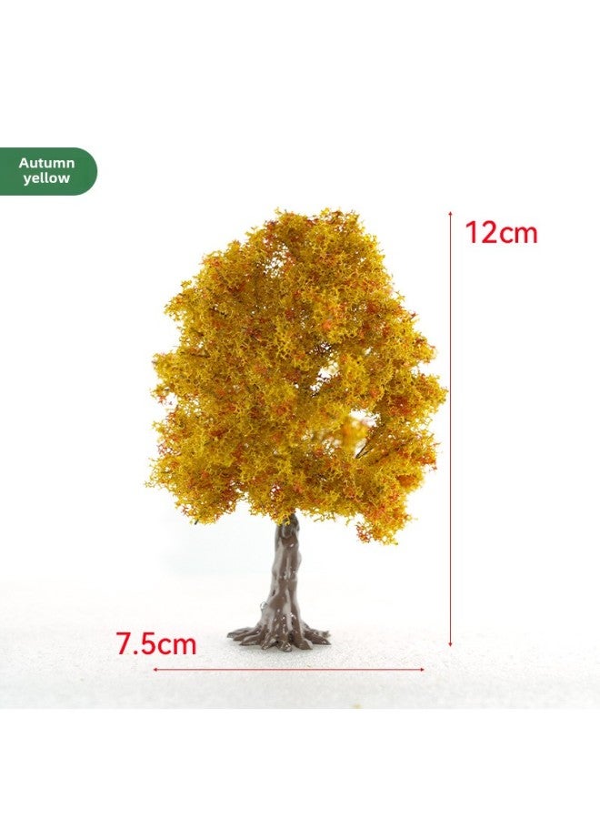 Miniature Simulation Wire Plant Sand Table Model Hand-made Platform With Base Paste Scene Trunk Proportion-Color:Autumn Tree 12cm  - Image 1