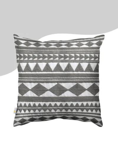 Donetella Decorative Embroidered Cushion Cover Grey/white 45x45Cm (Without Filler)
