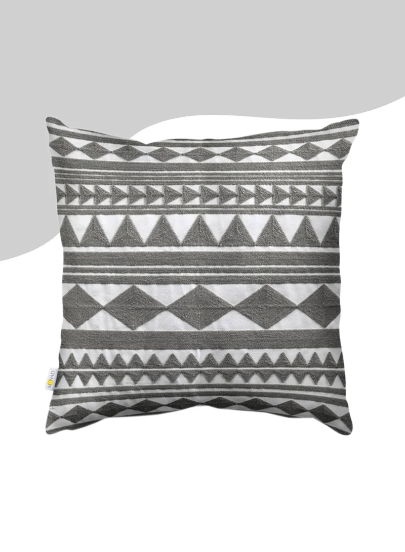 Donetella Decorative Embroidered Cushion Cover Grey/white 45x45Cm (Without Filler)