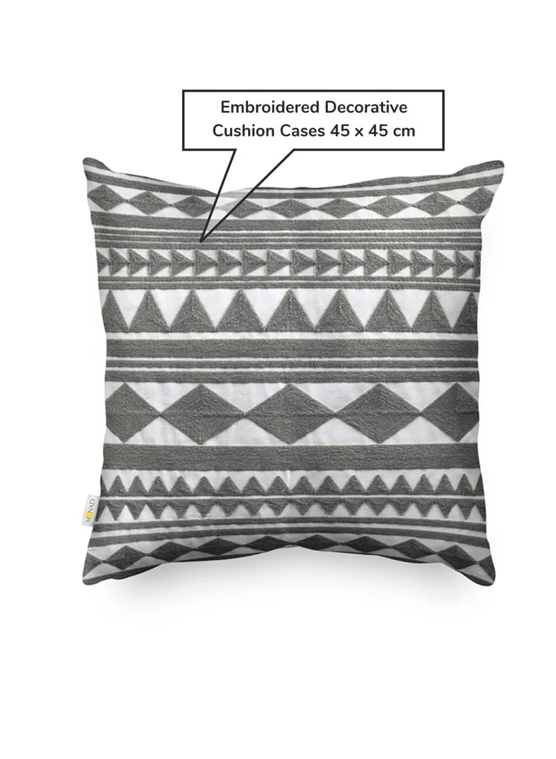Donetella Decorative Embroidered Cushion Cover Grey/white 45x45Cm (Without Filler)