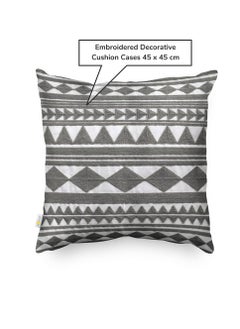 Donetella Decorative Embroidered Cushion Cover Grey/white 45x45Cm (Without Filler)  - Image 3