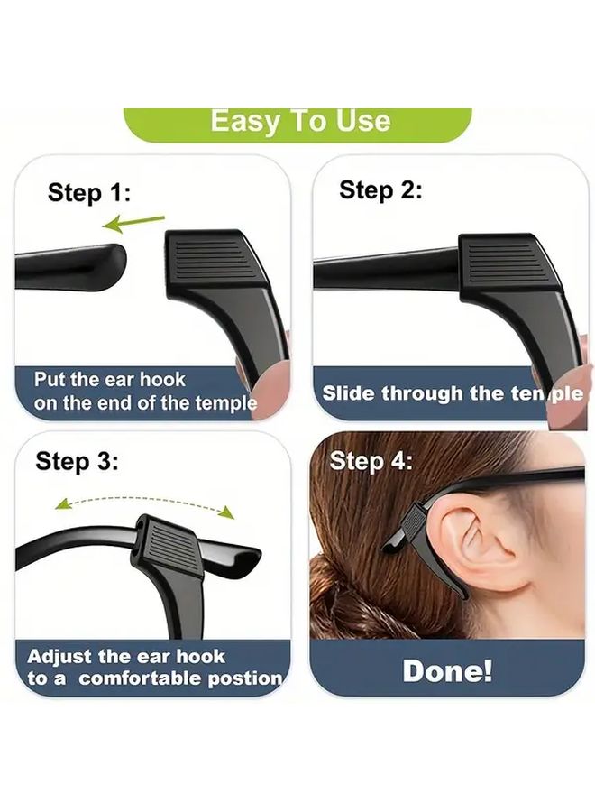 Black Anti Slip Glasses Ear Hook Covers 2 Pack For Sports And All Frame Types - Image 2