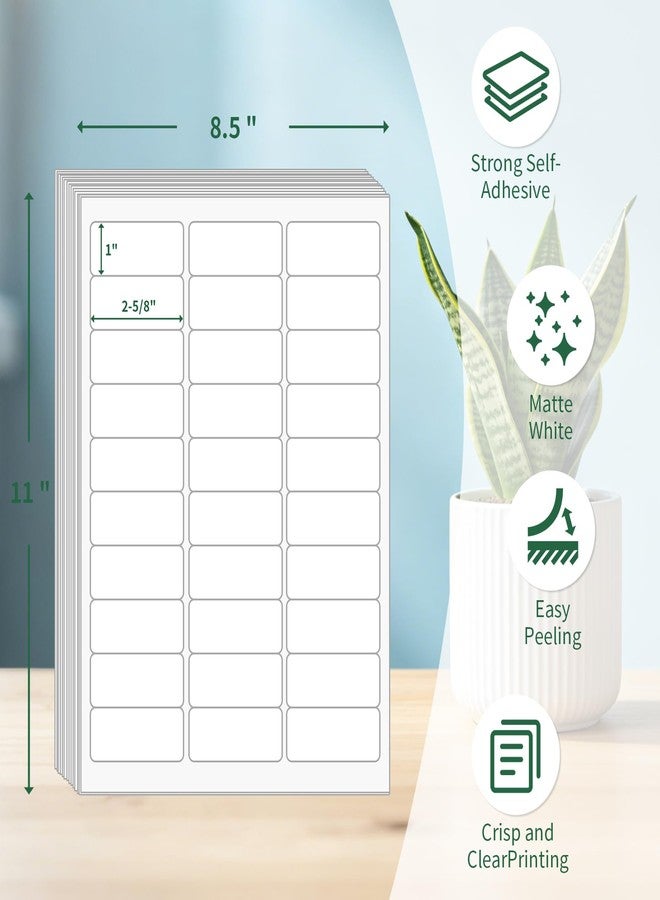 RyhamPaper Printable Address Labels 1" x 2-5/8", 750 Labels (25 Sheets), 30 per Sheet, Mailing & Shipping Labels for Laser & Inkjet Printers, 8.5" x 11" White Sticker Paper - Image 2