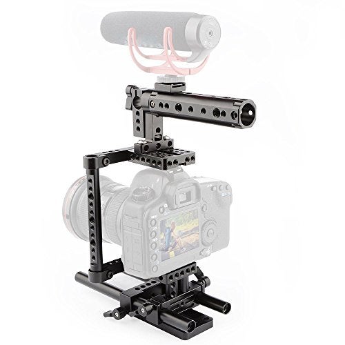 CAMVATE Camera Cage Rig Top Handle Tripod Mount Plate Compatible for Sony PanasonnicBlack 1136 - Image 1