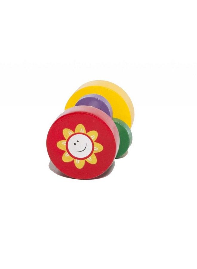 Shumee Wooden Eco Friendly Sunflower Rattle Toymusic Maker For Infants Babies (6 Months+)Organic Natural Teething Clutching Percussion Toy Discover Soundsred & Yellow - Image 1