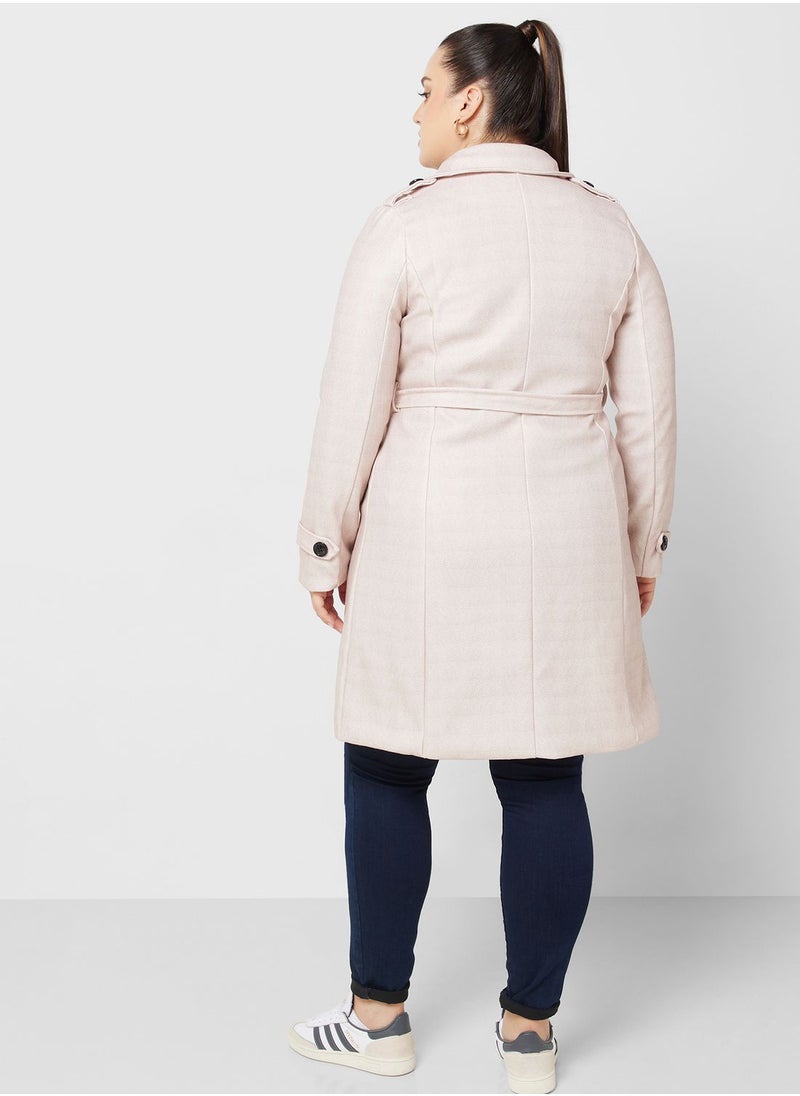 Ella Plus - Double Breasted Belted Coat - Image 1
