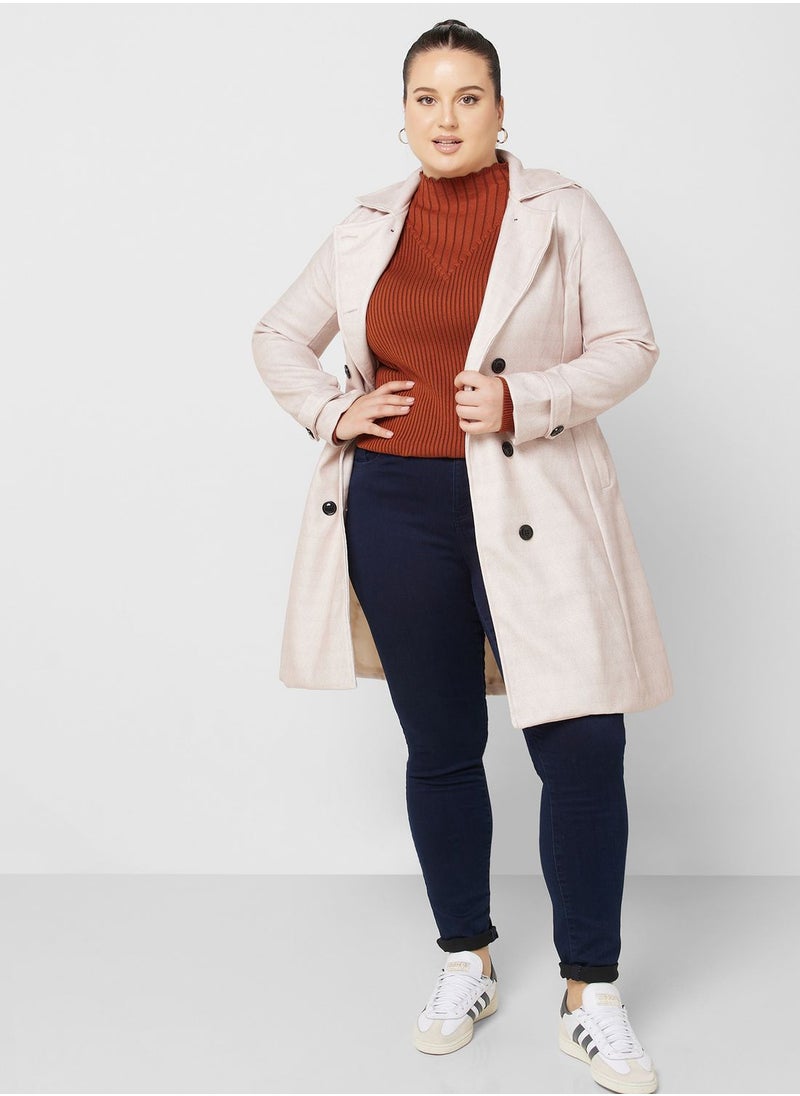 Ella Plus - Double Breasted Belted Coat - Image 1