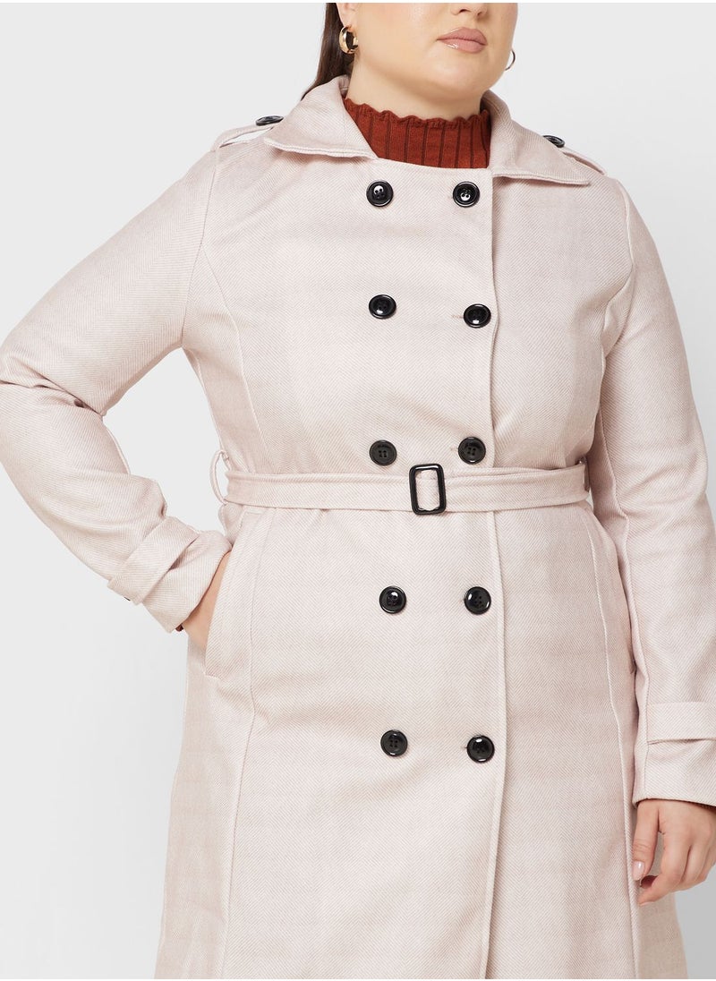 Ella Plus - Double Breasted Belted Coat - Image 1
