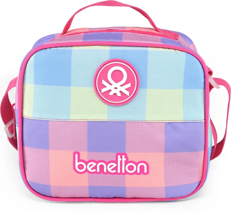 UNITED COLORS OF BENETTON . Plaid Pattern Girls Lunch Bag