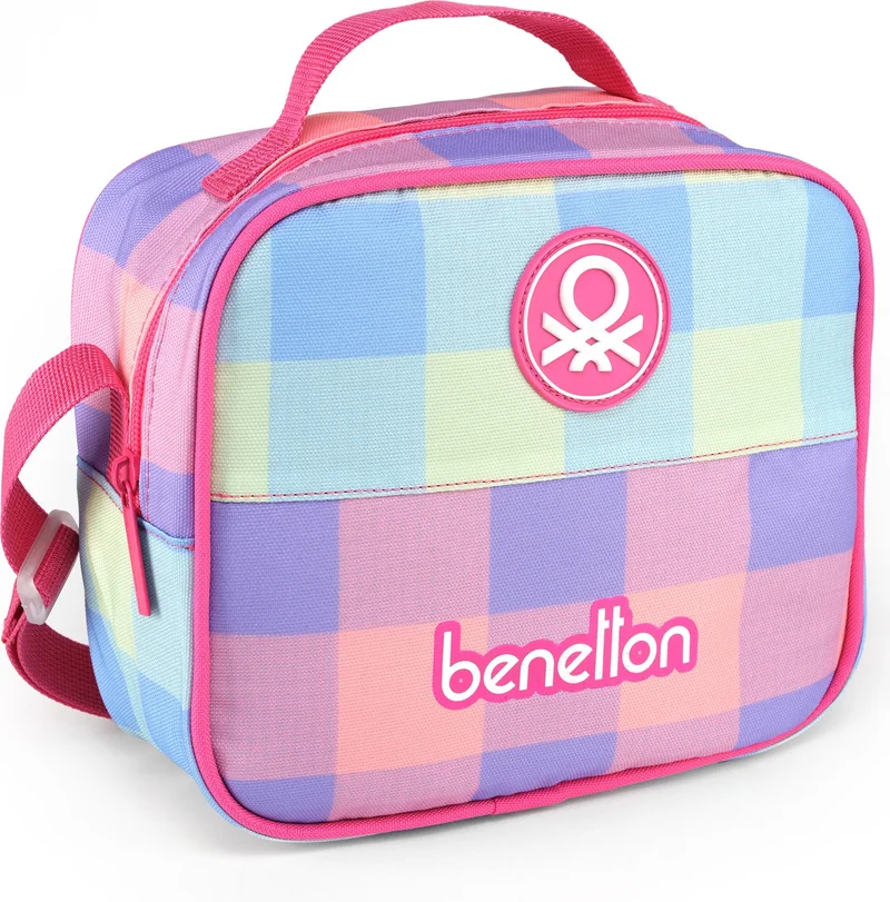 UNITED COLORS OF BENETTON . Plaid Pattern Girls Lunch Bag