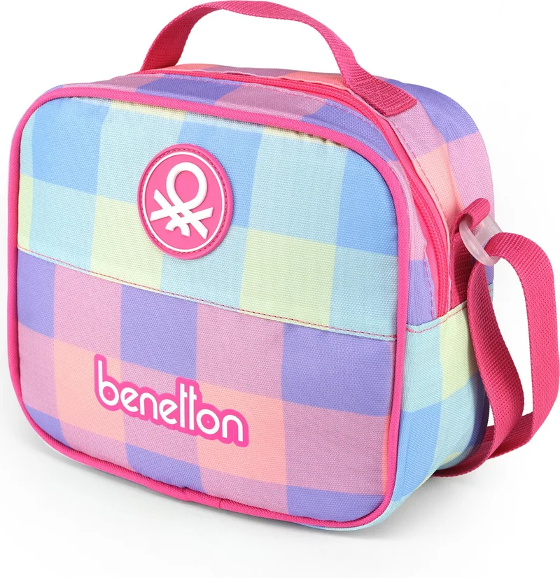 UNITED COLORS OF BENETTON . Plaid Pattern Girls Lunch Bag