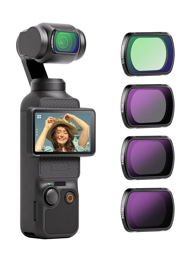 نيوير مجموعة مرشحات NEEWER المغناطيسية ND&Black Diffusion 1/4 Effect متوافقة مع ملحقات DJI OSMO Pocket 3 Creator Combo، وكاميرا الحركة المكونة من 4 قطع ذات كثافة محايدة (ND16 ND64 ND256) ومرشحات الضباب السينمائية  - Image 1