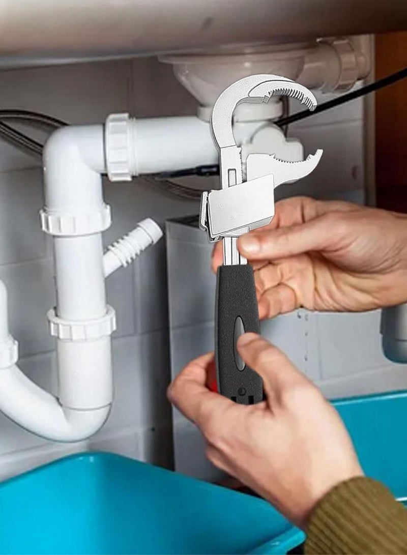 GGOOT 2 Faucet Wrench | Aluminum Alloy Short Handle Bathroom Wrench - Multifunctional Adjustable Wrench Tap Spanner Wide Opening Spanner Bathroom Hand Tool, Hardware Supplies  - Image 2