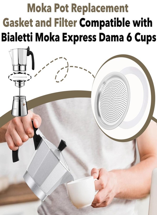 Mtuiewo 8 Pcs Moka Pot Filter Replacement Part Compatible with Bialetti 6 Cups Moka Express(Includes 6 Gaskets & 2 Plates), Compatible with Fiammetta, with Break, with Happy, with Dama, with Moka Melody - Image 3