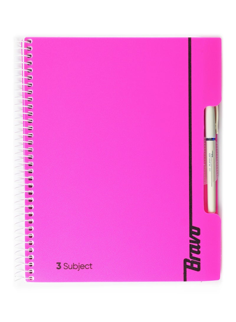 Bravo Notebook -  126 Sheets - 3 Subjects - Pink - Image 1