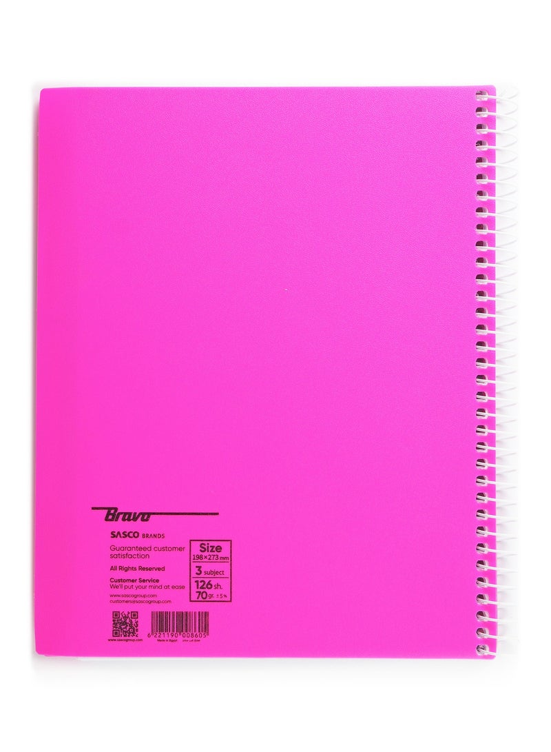 Bravo Notebook -  126 Sheets - 3 Subjects - Pink - Image 2