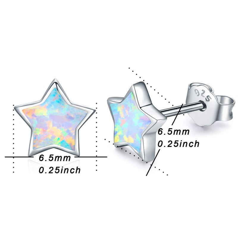 CUOKA MIRACLE Opal Star Stud Earrings for Women, 925 Sterling Silver Hypoallergenic Star Earrings Mother`s Day Gifts for Women Minimalist Jewelry for Sensitive Ears - Image 4