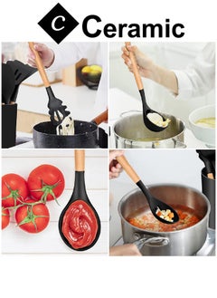 CERAMIC Kitchen Utensils Set of 33 Silicone Cooking Utensils with Holder Non stick Cookware Friendly And Heat Resistant  - Image 4