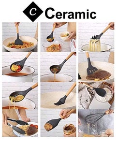 CERAMIC Kitchen Utensils Set of 33 Silicone Cooking Utensils with Holder Non stick Cookware Friendly And Heat Resistant  - Image 3