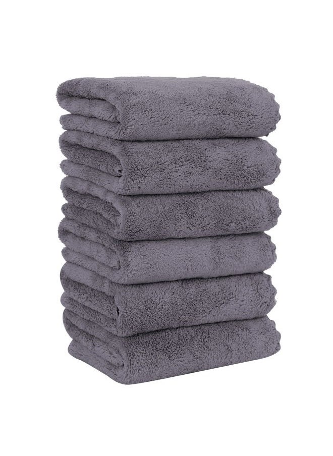 MOONQUEEN 6 Pack Premium Hand Towels - Quick Drying - Microfiber Coral Velvet Highly Absorbent Towels - Multipurpose Use as Hotel, Bathroom, Shower, Spa, Hand Towel 16 x 28 inches (Gray)  - Image 1
