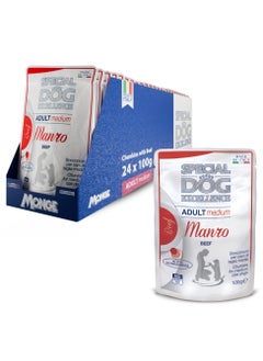Monge Special Dog Excellence by Monge | Adult Medium Dog Wet Food with Beef | Super Premium Complementary Wet Dog Food | Chunkies in Pouch - Pack of 24x100g  - Image 1