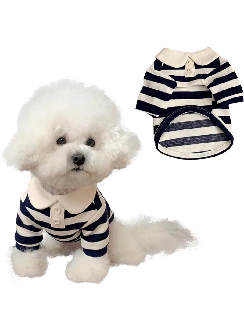 الكلب مع قميص Polo لطيف ، قميص ناعم تنفس ، ملابس الصيف والخريف ، مناسبة للكلاب والقطط الصغيرة والمتوسطة ، مثالية للكلاب والقطط الصغيرة ، الأزرق الداكن (L) - Image 1