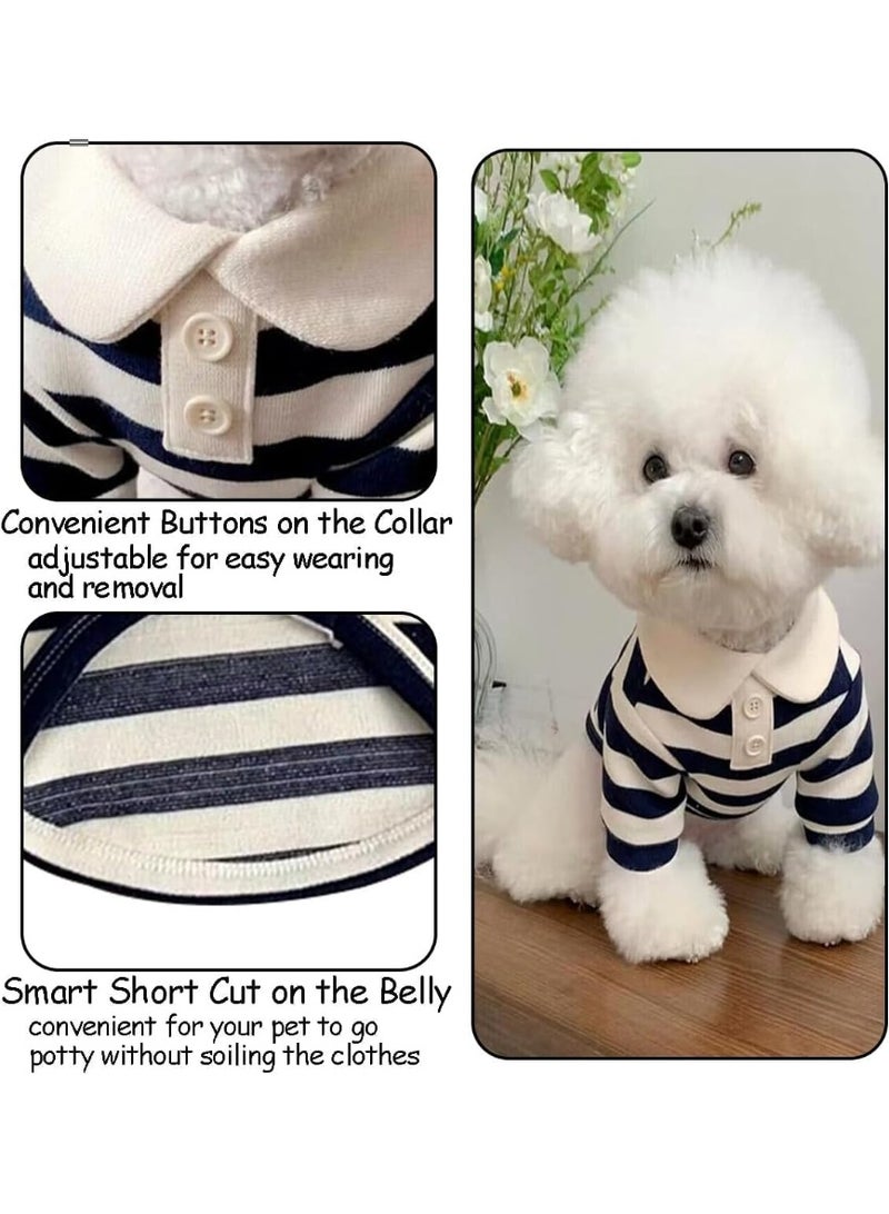 الكلب مع قميص Polo لطيف ، قميص ناعم تنفس ، ملابس الصيف والخريف ، مناسبة للكلاب والقطط الصغيرة والمتوسطة ، مثالية للكلاب والقطط الصغيرة ، الأزرق الداكن (L) - Image 3