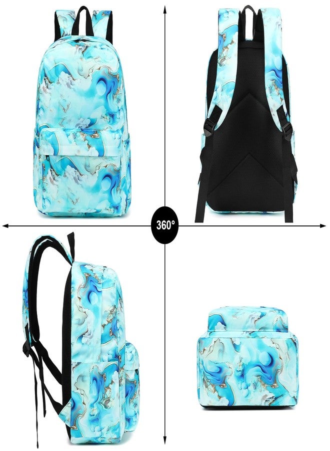 Kouxunt Marble School Backpack for Girls Womens, School Bags Collge Bookbags Laptop Backpacks for Kids Teens Adults (Green) - Image 5