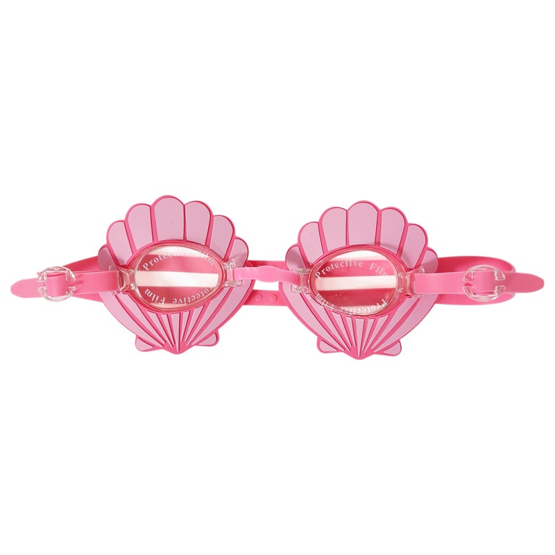 LUV HER Pink Seashell Youth Swim Goggles â€“ Fun Mermaid-Inspired Swimming Goggles for Kids, Anti-Fog, UV Protection, Adjustable Strap - Image 1