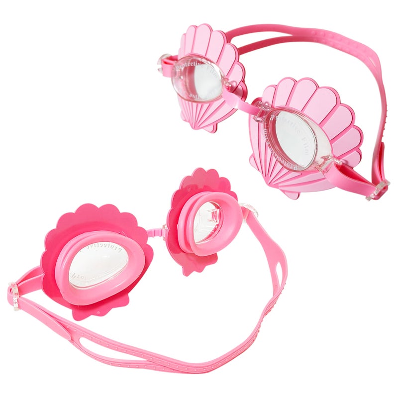 LUV HER Pink Seashell Youth Swim Goggles â€“ Fun Mermaid-Inspired Swimming Goggles for Kids, Anti-Fog, UV Protection, Adjustable Strap - Image 2