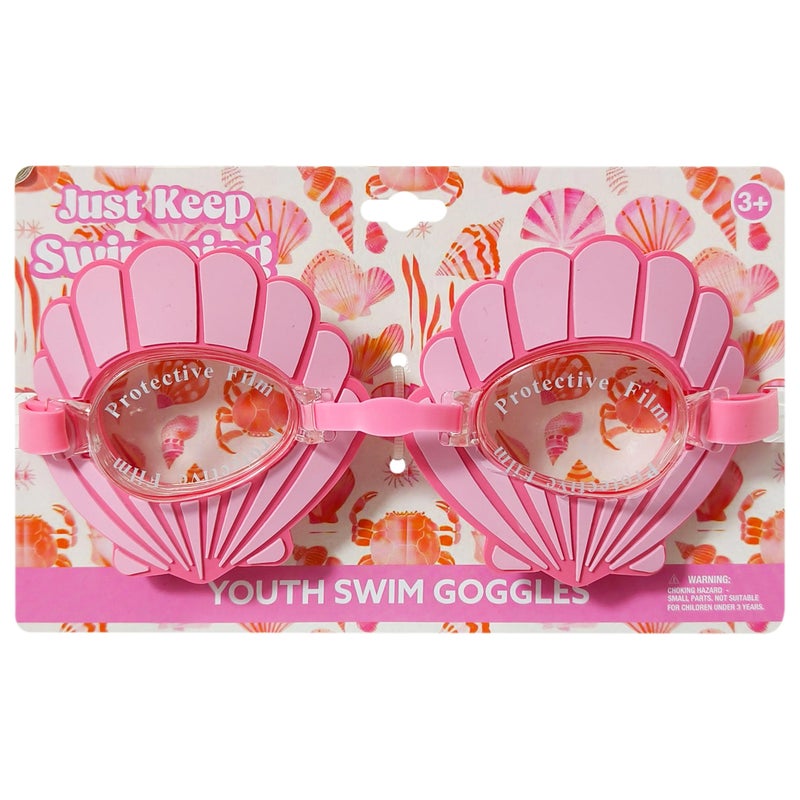 LUV HER Pink Seashell Youth Swim Goggles â€“ Fun Mermaid-Inspired Swimming Goggles for Kids, Anti-Fog, UV Protection, Adjustable Strap - Image 5