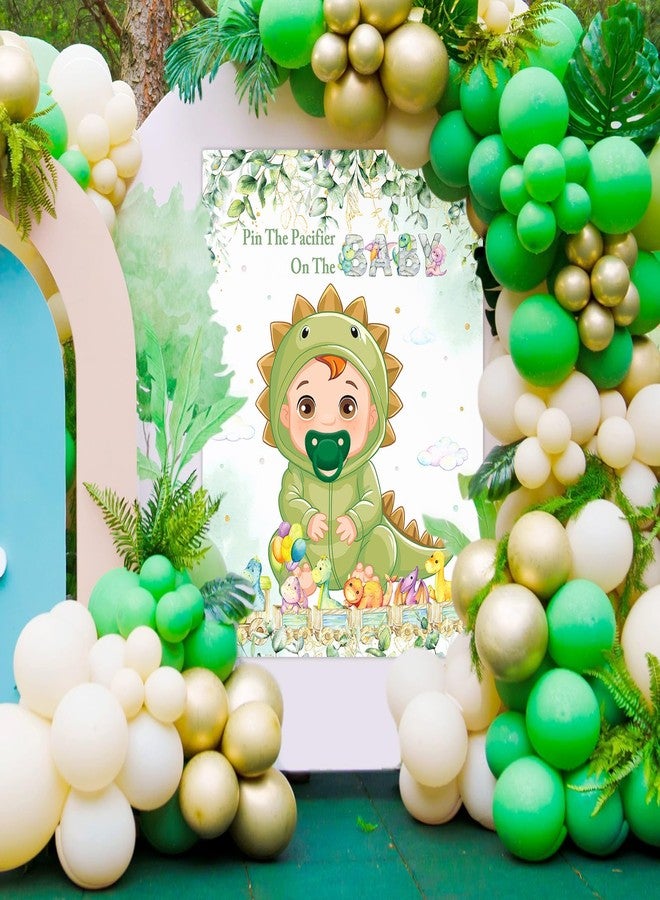 Faccito Dinosaur Baby Shower Party Games Pin the Pacifier Games Set Include Sage Green Dino Poster Blindfold 24 Pacifier Stickers for Jungle Dinosaur Birthday Party Baby Shower Activities Decorations - Image 5