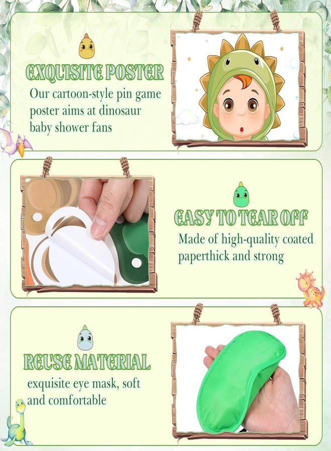Faccito Dinosaur Baby Shower Party Games Pin the Pacifier Games Set Include Sage Green Dino Poster Blindfold 24 Pacifier Stickers for Jungle Dinosaur Birthday Party Baby Shower Activities Decorations - Image 4
