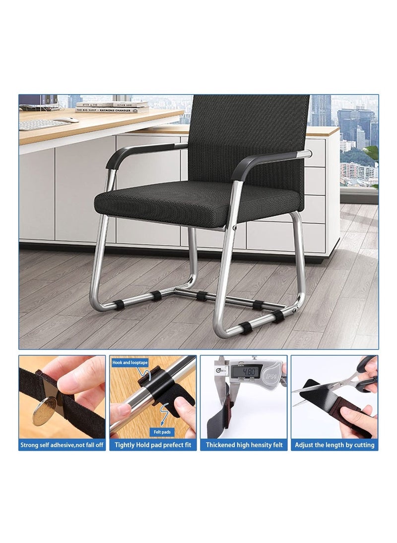 KASTWAVE - 30 Pcs Felt Furniture Pads with Hook and Loop Fasteners for Sled Chair, Wrap-Around Felt Floor Savers, Fits Most Chair Rails, Protect Hardwood Floors, Prevent Scratches and Reduce Noise - Image 1