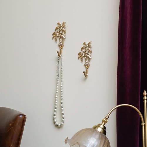 SOFFEE DESIGN 2pcs Golden Single Hooks 3D Coconut Tree Retro Style for Room Wall Decoration, Coat Hat Scarf Hanging Hanger Entry Heavy Hooks Summer Beach Decor - Image 4