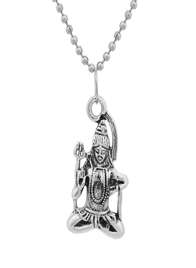 Morir Oxidized Finish Meditating Shiv/Shiva Hindu God Religious Pendant Locket Necklace Temple Jewellery for Men/Women - Image 1