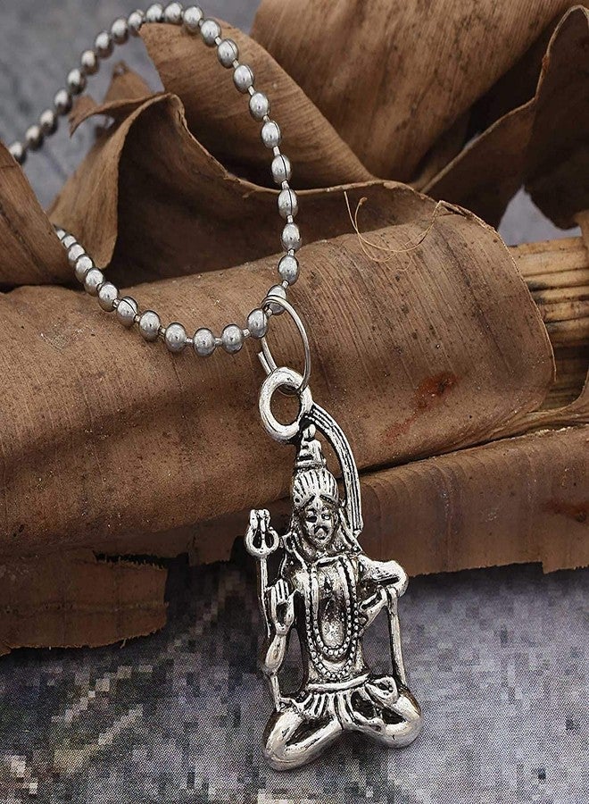 Morir Oxidized Finish Meditating Shiv/Shiva Hindu God Religious Pendant Locket Necklace Temple Jewellery for Men/Women - Image 2