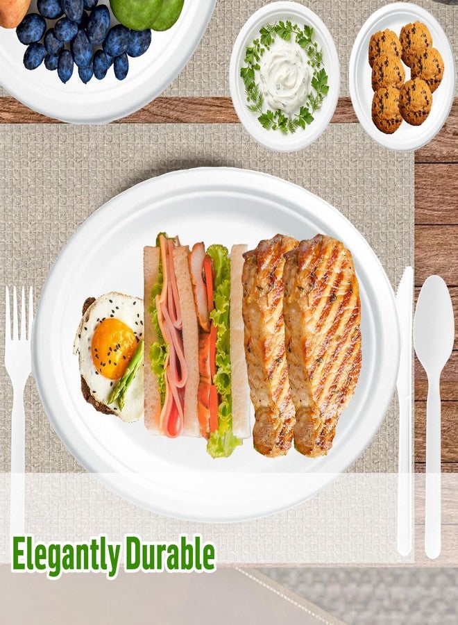 BEIDOU-PAC Compostable Heavy Duty Disposable Oval Paper Plates, 150 Count | 12.5 Inch | Natural Bagasse, Biodegradable Eco-Friendly Sugarcane BBQ, Party, Gathering, Picnic White Sugarcane Tray - Image 4