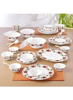 LARAH BY BOROSIL Larah by Borosil Silk Series Bali Opalware Dinner Set | 47 Pieces for Family of 8 | Microwave & Dishwasher Safe | Bone-Ash Free | Crockery Set for Dining & Gifting | Plates & Bowls | Floral Pattern  - Image 3